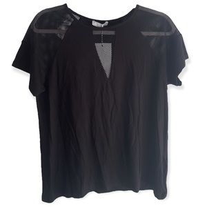 Black Mesh Top by Milan Kiss Jersey Short Sleeve T Shirt NWT Size Small
